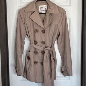 Kenzie Taupe Double-Breasted Trench Coat